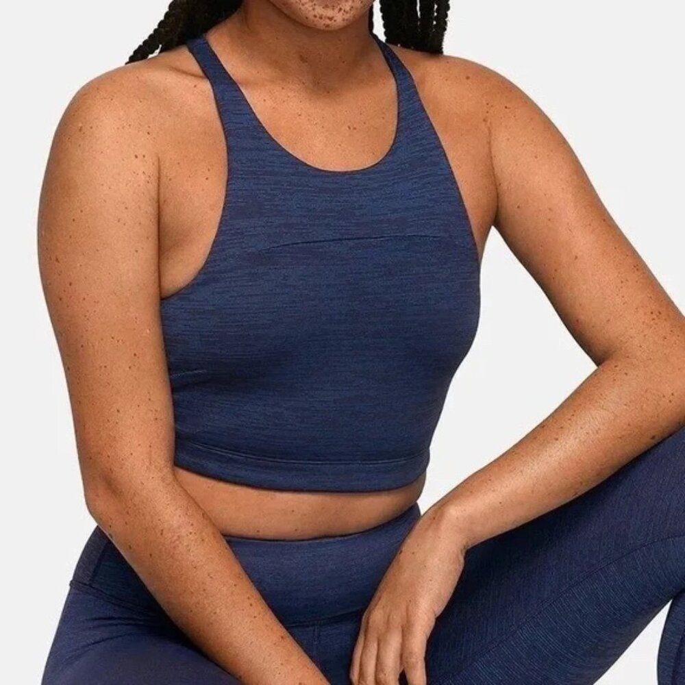 Outdoor Voices Move Free Crop Top Sports Bra Baltic Blue Size XS EUC